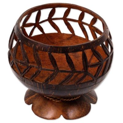 Alternate image for Hand Carved Coconut Shell Catchall from Indonesia Bamboo Wraps
