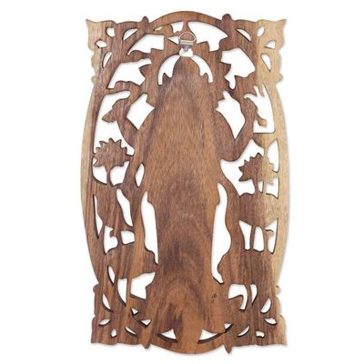 Alternate image for Suar Wood Hand Carved Relief Wall Panel of Ganesha Ganesha Standing
