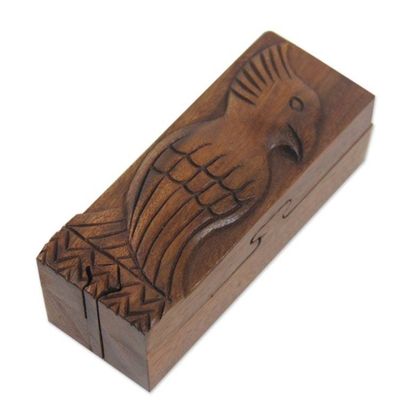 Alternate image for Artisan Crafted Bird Theme Wood Puzzle Box from Bali Bali Mynah