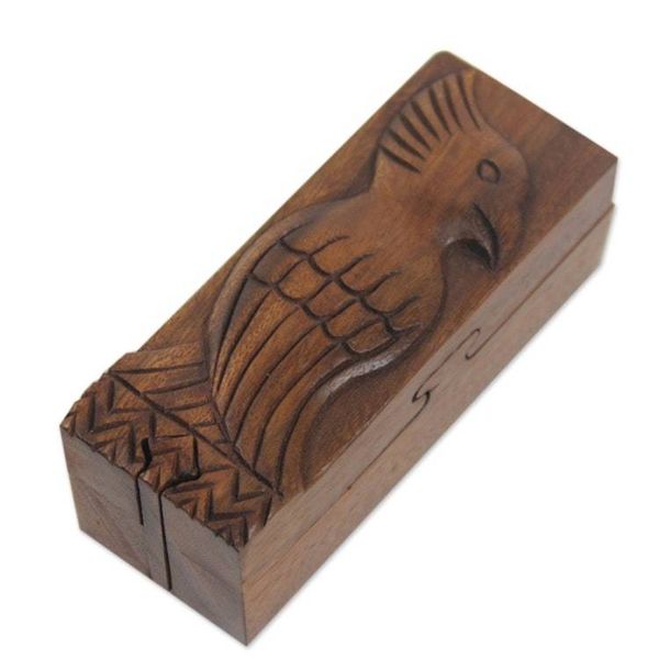 Alternate image for Artisan Crafted Bird Theme Wood Puzzle Box from Bali Bali Mynah