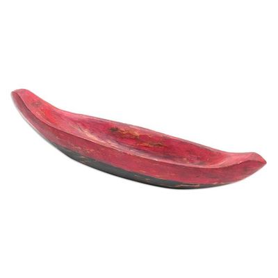 Alternate image for Red Hand Carved Boat Theme Catchall from Bali Vintage Red Canoe