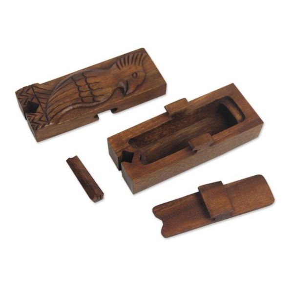 Alternate image for Artisan Crafted Bird Theme Wood Puzzle Box from Bali Bali Mynah