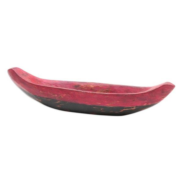 Alternate image for Red Hand Carved Boat Theme Catchall from Bali Vintage Red Canoe