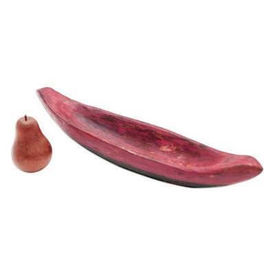 Alternate image for Red Hand Carved Boat Theme Catchall from Bali Vintage Red Canoe