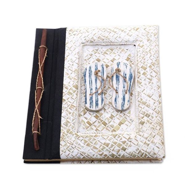 Alternate image for 50-page Journal with Natural Fiber Cover and Rice Paper The Path Is Blue