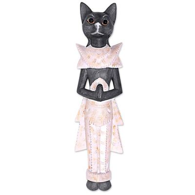Alternate image for Handcarved Wood Balinese Cat Wall Hanging Royal Cat