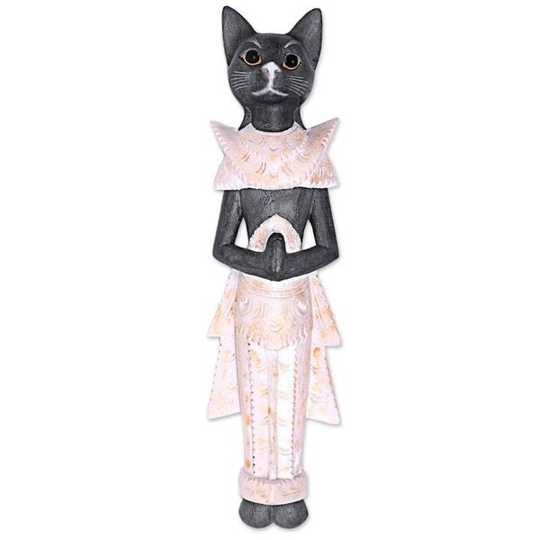 Alternate image for Handcarved Wood Balinese Cat Wall Hanging Royal Cat