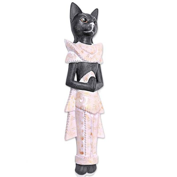 Alternate image for Handcarved Wood Balinese Cat Wall Hanging Royal Cat