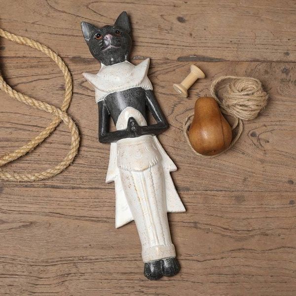 Alternate image for Handcarved Wood Balinese Cat Wall Hanging Royal Cat