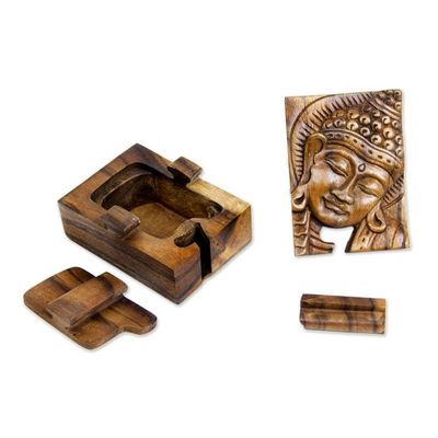 Alternate image for Hand-carved Wood Puzzle Box Buddhist Art Glorious Buddha