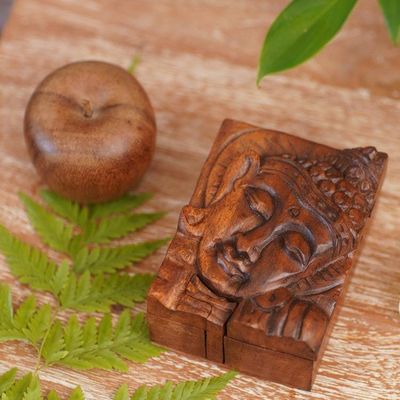 Alternate image for Hand-carved Wood Puzzle Box Buddhist Art Glorious Buddha
