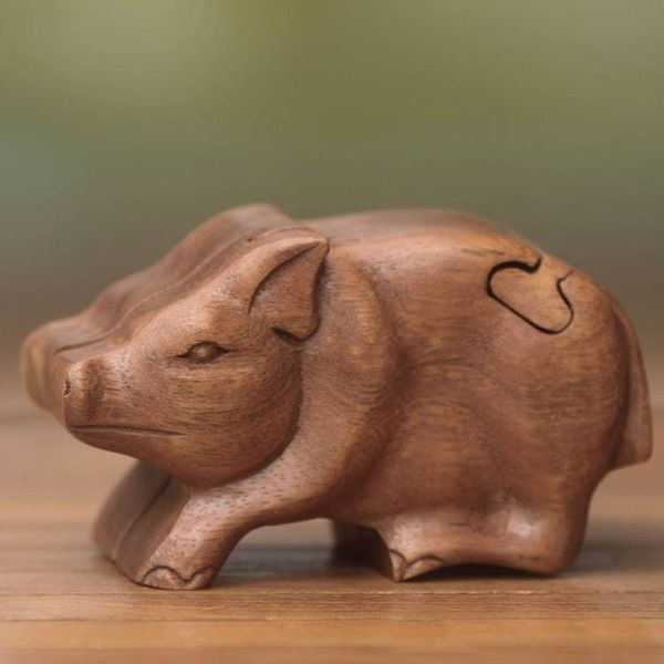Alternate image for Handmade Puzzle Box Little Pig