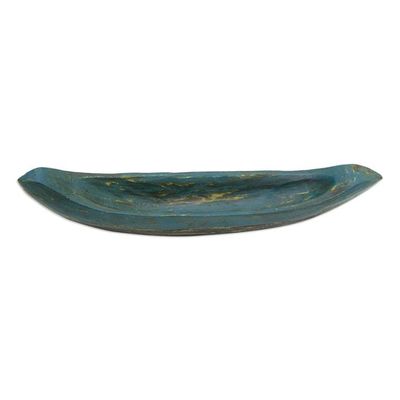 Alternate image for Green Hand Carved Boat Theme Catchall Vintage Green Canoe