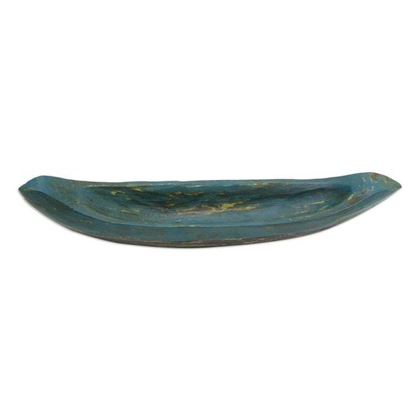 Alternate image for Green Hand Carved Boat Theme Catchall Vintage Green Canoe