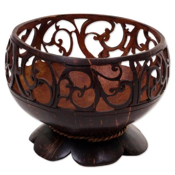 Alternate image for Hand Made Coconut Shell Catchall Spiral from Indonesia Spiral Vine