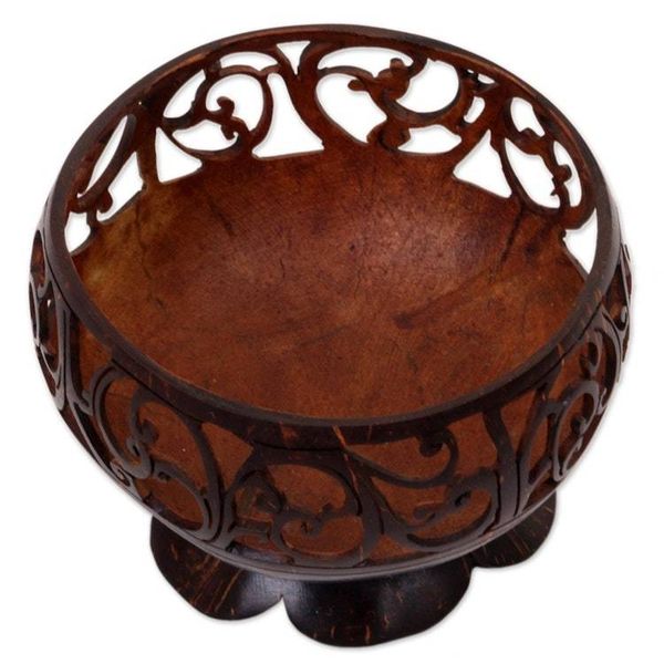 Alternate image for Hand Made Coconut Shell Catchall Spiral from Indonesia Spiral Vine