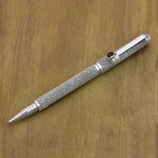 Alternate image for Handmade Sterling Silver 925 and Garnet Ballpoint Pen Sand and Sea