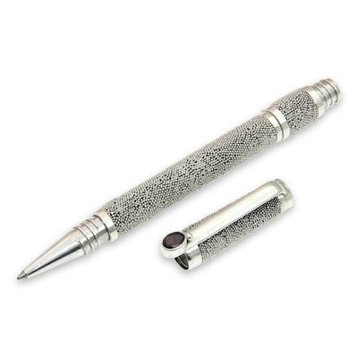 Alternate image for Handmade Sterling Silver 925 and Garnet Ballpoint Pen Sand and Sea