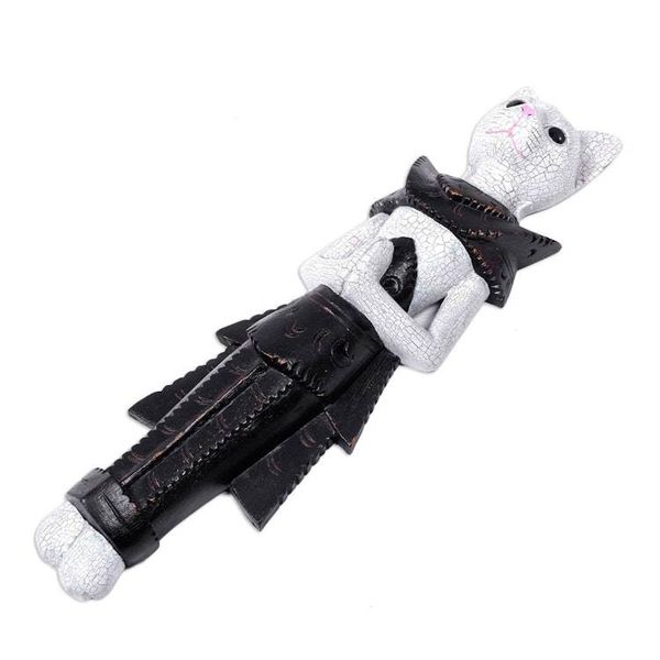 Alternate image for Wood Sculpture of a White Cat in Ancient Thai Dress White Palace Cat