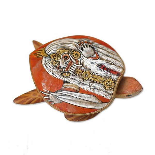 Alternate image for Turtle Shape Hand Painted Decorative Box from Bali Rangda Turtle