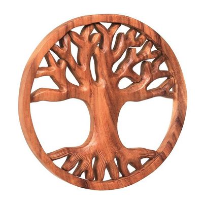 Alternate image for Modern Balinese Relief Panel Tree Theme Wall Sculpture Living Tree