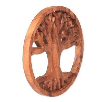 Alternate image for Modern Balinese Relief Panel Tree Theme Wall Sculpture Living Tree