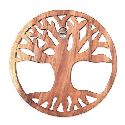 Alternate image for Modern Balinese Relief Panel Tree Theme Wall Sculpture Living Tree