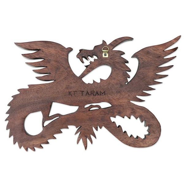Alternate image for Suar Wood Wall Sculpture Flying Dragon