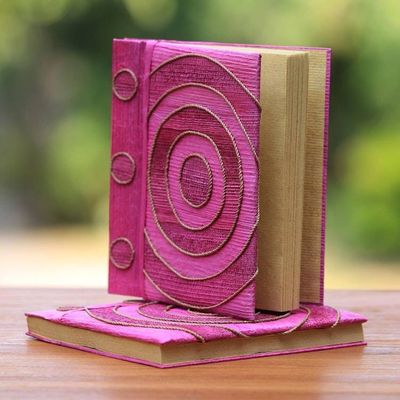Alternate image for Pink Handmade Natural Fiber Notebooks Pair Hypnotic Rose