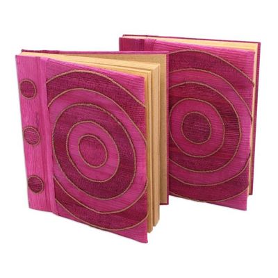 Alternate image for Pink Handmade Natural Fiber Notebooks Pair Hypnotic Rose