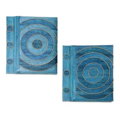 Alternate image for Handmade Natural Fiber Journals Pair Hypnotic Blue