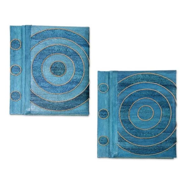 Alternate image for Handmade Natural Fiber Journals Pair Hypnotic Blue