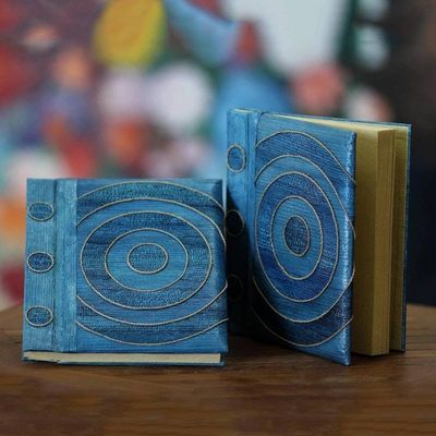 Alternate image for Handmade Natural Fiber Journals Pair Hypnotic Blue