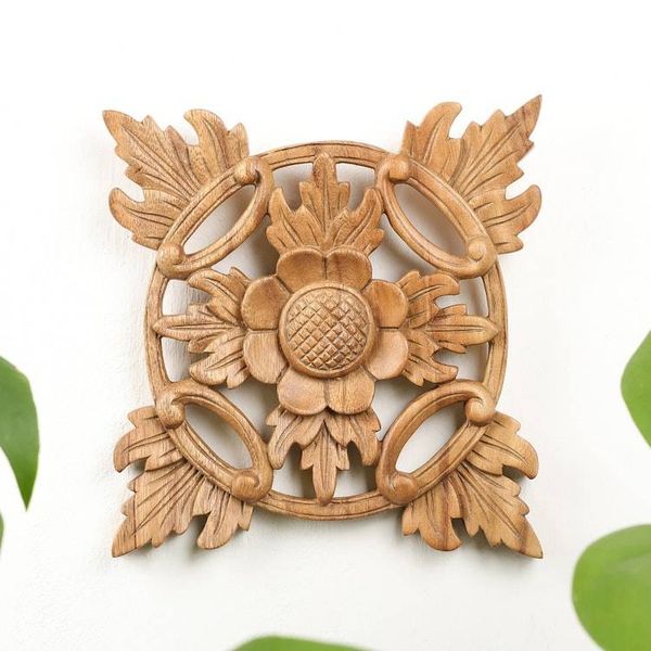 Alternate image for Hand Carved Wood Wall Panel Sunflower Star