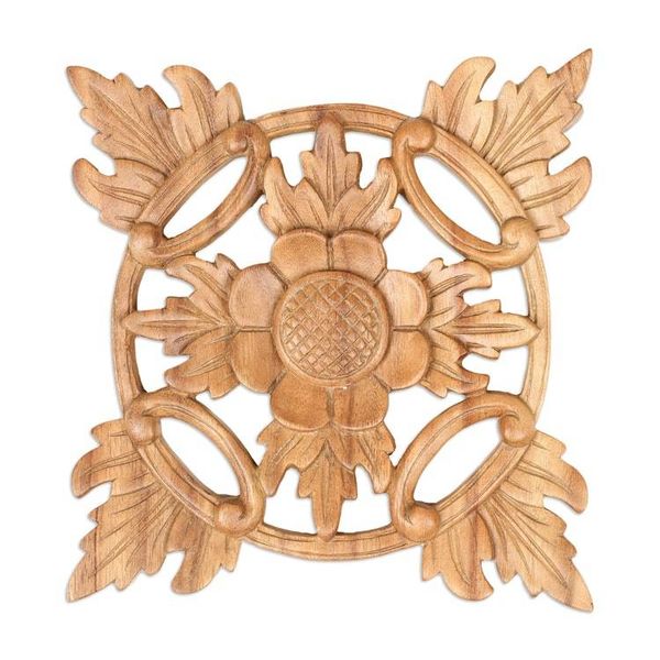 Alternate image for Hand Carved Wood Wall Panel Sunflower Star