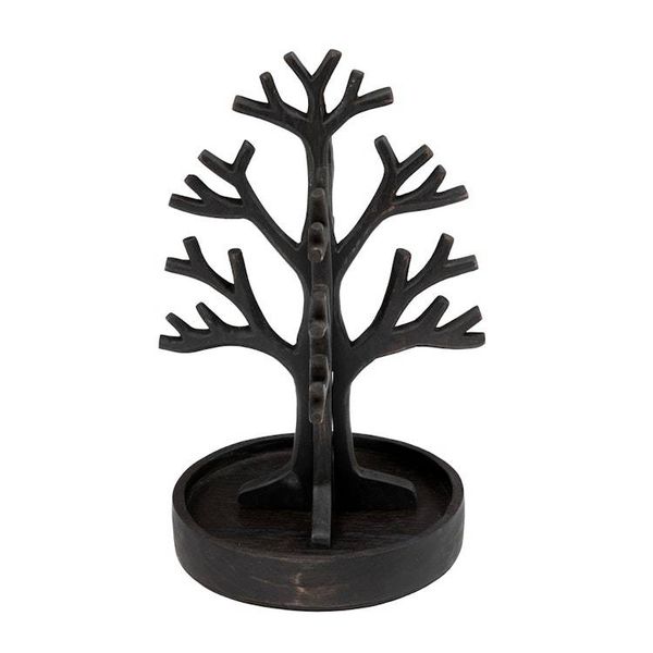 Alternate image for Artisan-Made Black Tree-Shaped Jempinis Wood Jewelry Stand Nocturnal Fruits