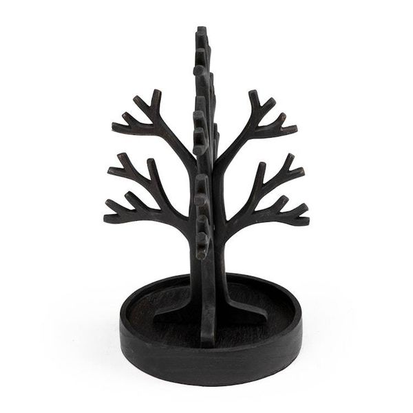 Alternate image for Artisan-Made Black Tree-Shaped Jempinis Wood Jewelry Stand Nocturnal Fruits