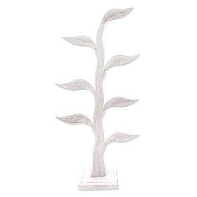 Alternate image for Jempinis Wood Leaf-Themed Jewelry Holder 21 Inch Daun Salam in White