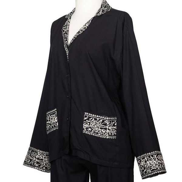Alternate image for Handmade Batik Rayon Pajama Set Batik Long Sleeve Loungewear