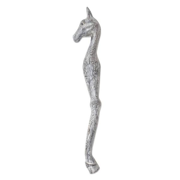 Alternate image for Hand Carved Black and White Suar Wood Horse Back Scratcher Horsing Around