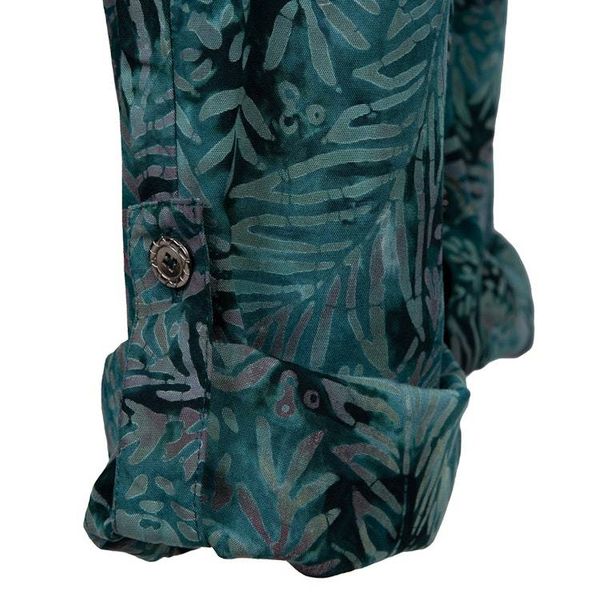 Alternate image for Hand-Stamped Batik Rayon Pants from Bali with Leaf Motif Slate Leaves