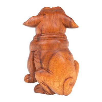 Alternate image for Handcrafted Balinese Suar Wood Dog Statuette Puppy-Dog Eyes