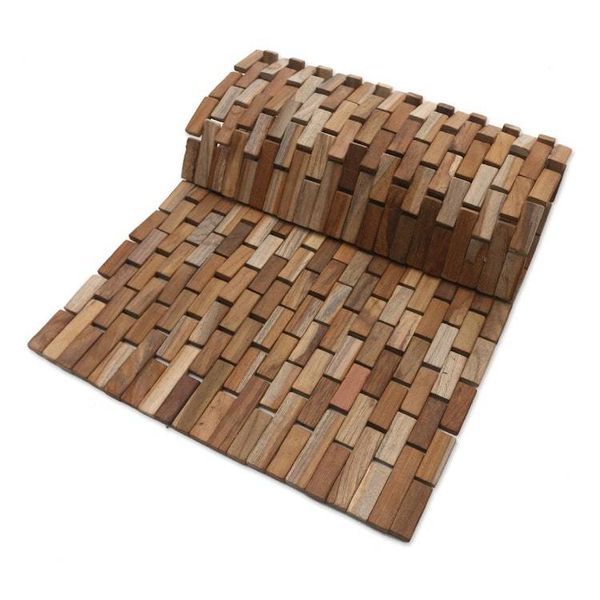 Alternate image for Handmade Teak Wood Door Mat from Bali 27.5 inch Jogja Pave