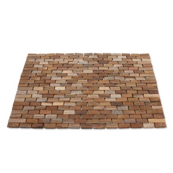 Alternate image for Handmade Teak Wood Door Mat from Bali 27.5 inch Jogja Pave