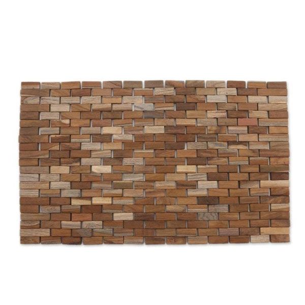Alternate image for Handmade Teak Wood Door Mat from Bali 27.5 inch Jogja Pave