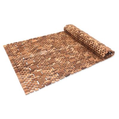 Alternate image for Artisan Crafted Teak Wood Mat from Bali Cobbled Path