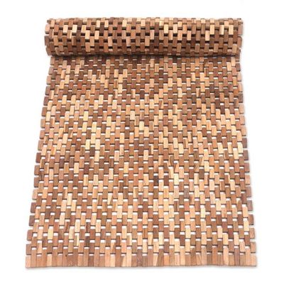 Alternate image for Handcrafted Teak Wood Mat from Bali 48 in. Surabya Sidewalk