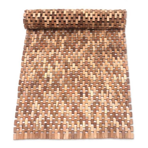 Alternate image for Handcrafted Teak Wood Mat from Bali 48 in. Surabya Sidewalk