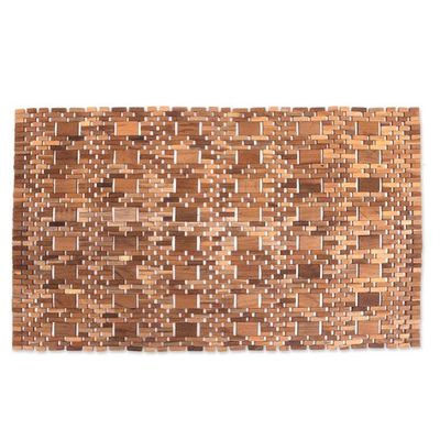 Alternate image for Artisan Crafted Teak Wood Mat from Bali Cobbled Path
