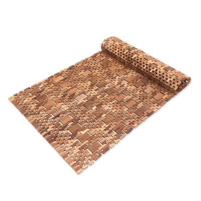 Alternate image for Artisan Crafted Teak Wood Mat from Bali Cobbled Path